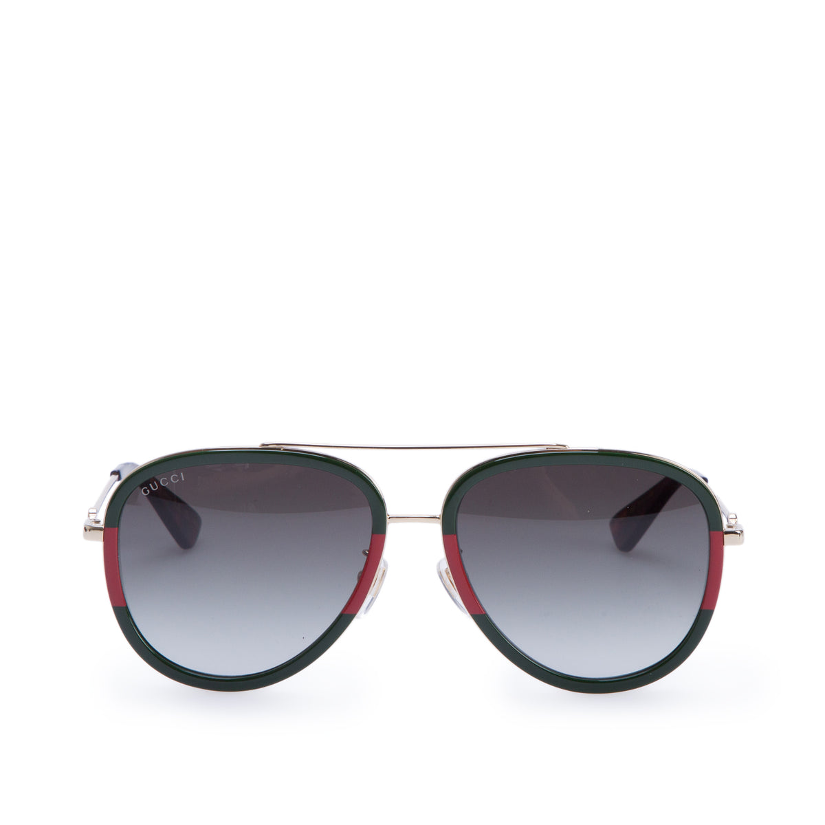 Gucci GG0062S Red/Green Web Metal Pilot Sunglasses w/ Case