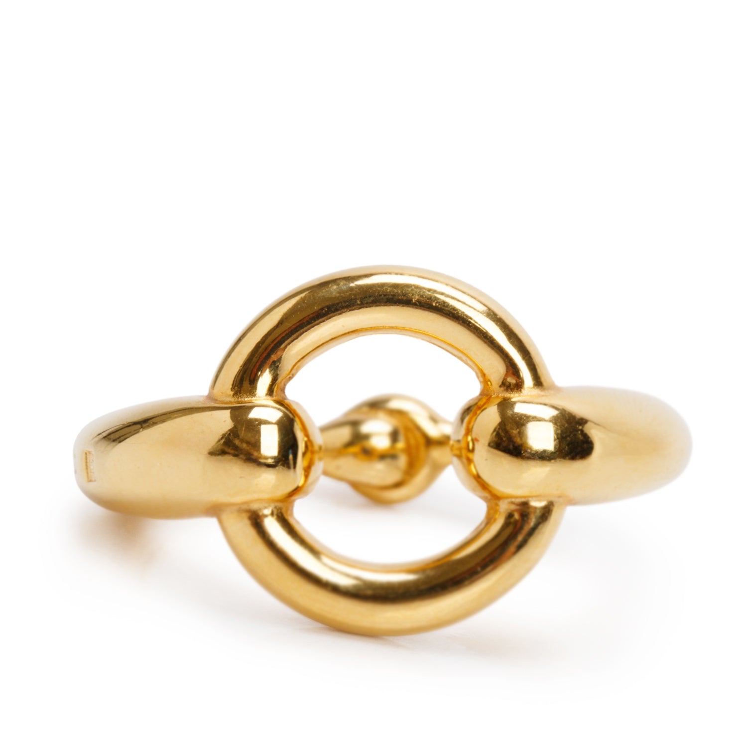 Hermes Gold-Plated Metal Morse Scarf Ring w/ Box