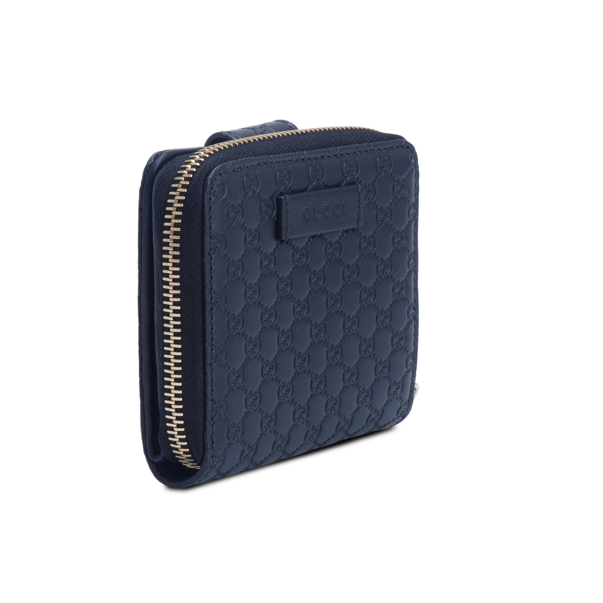 Gucci Black Signature Leather Compact Wallet w/ Box