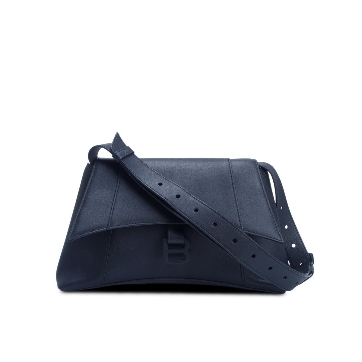 Balenciaga Black Semi Matte Smooth Calfskin Small Downtown Shoulder Bag