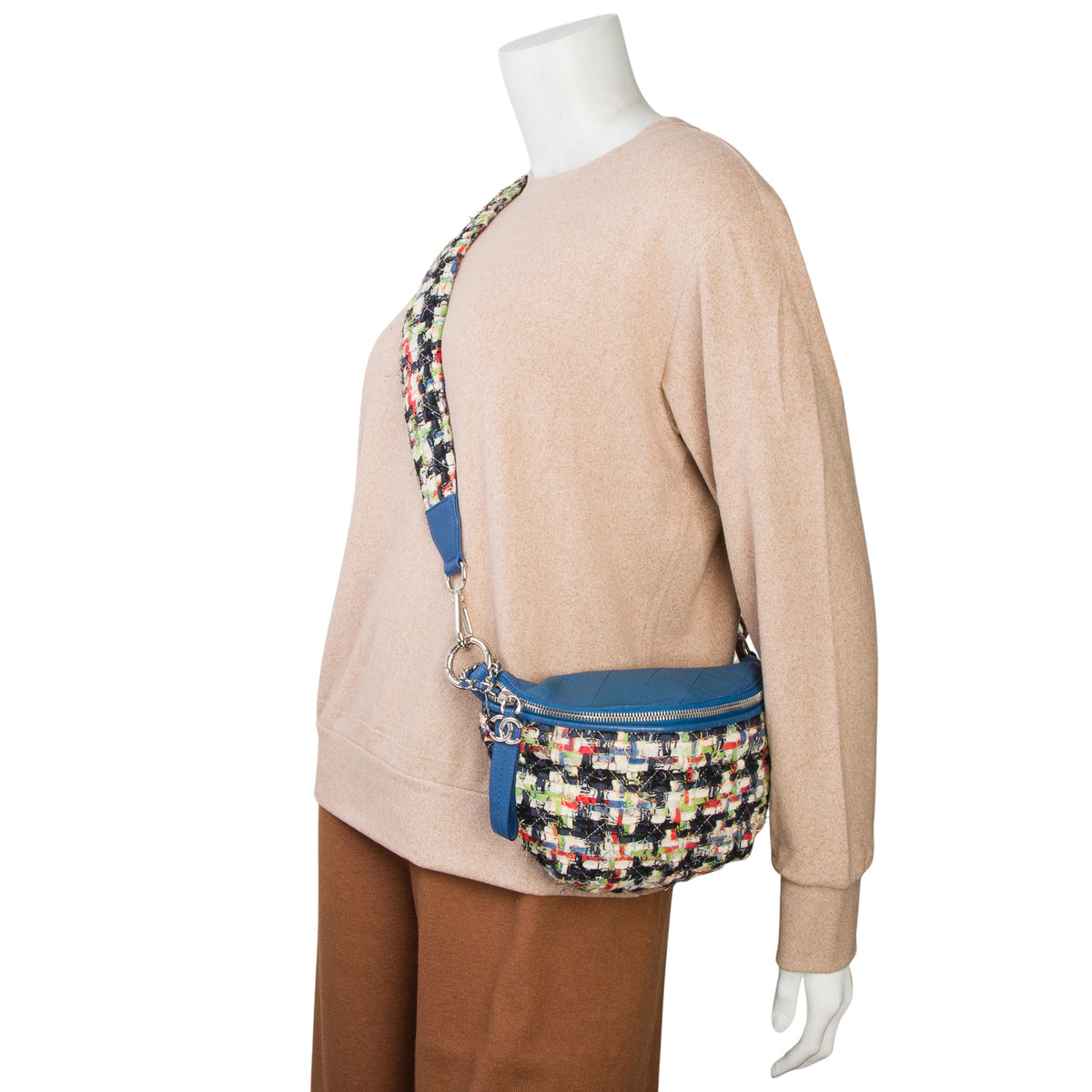Chanel Multicolour Lambskin Tweed Waist Bag w/ Box & Straps