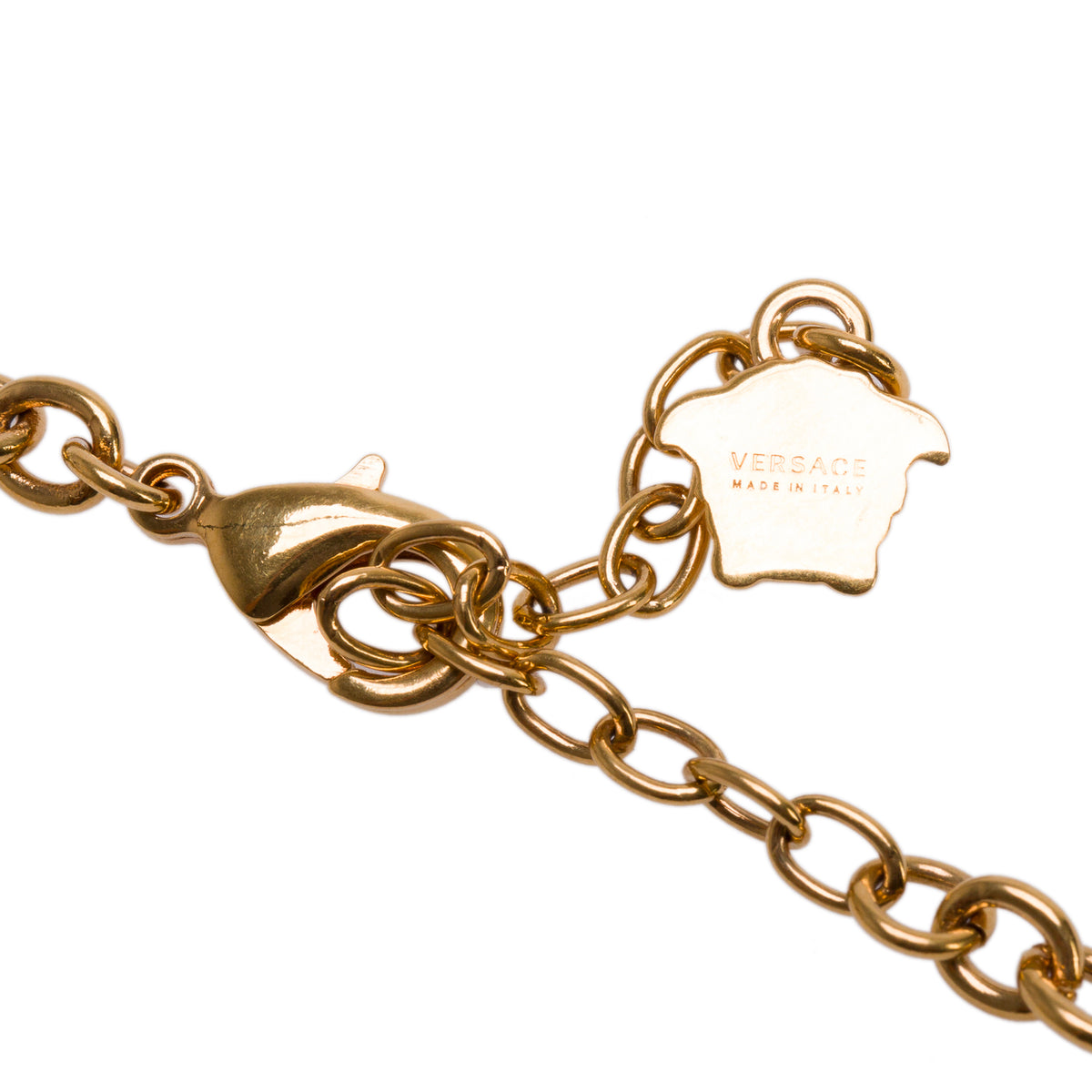 Versace Gold Plated Crystal La Medusa Pendant Necklace