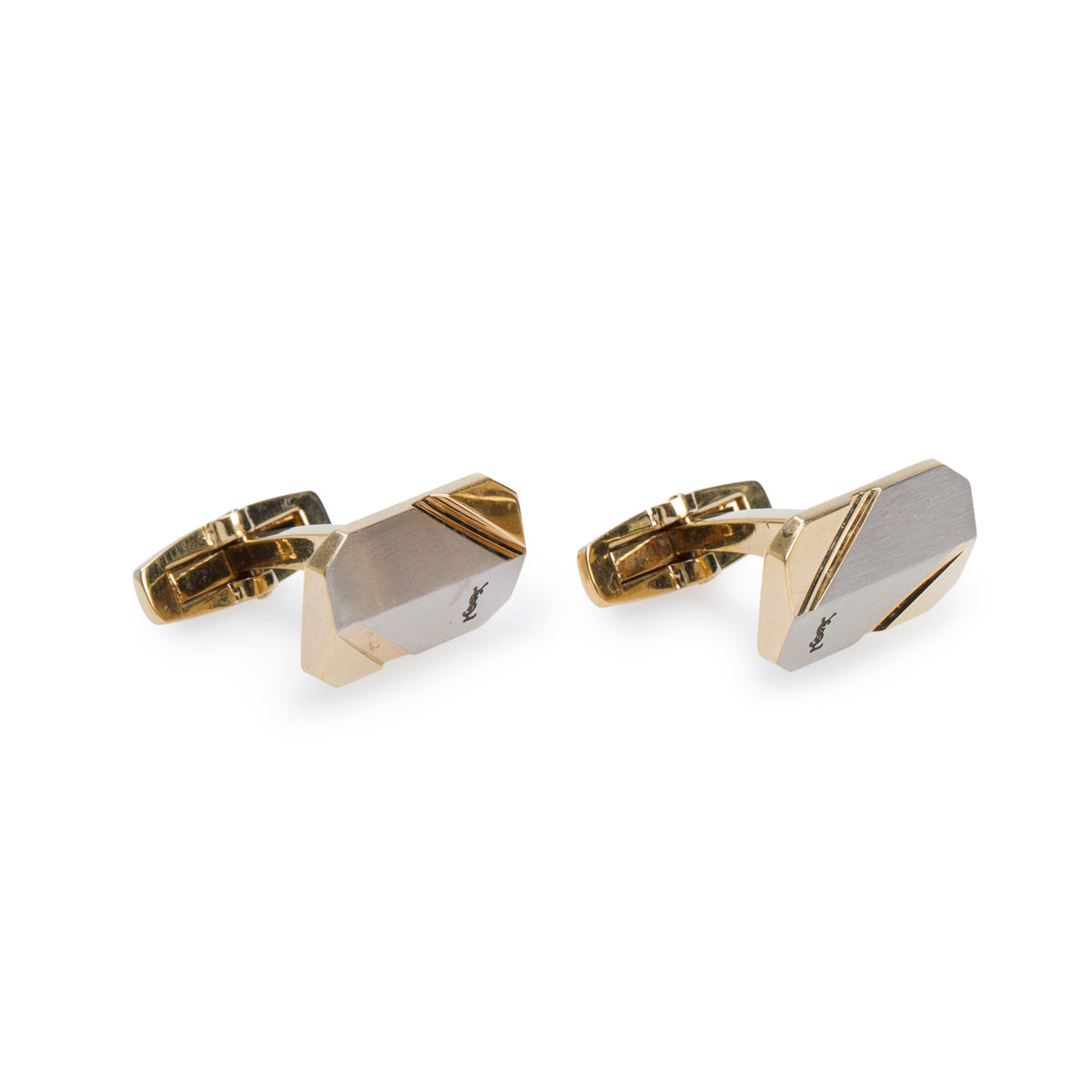 Saint Laurent Gold-Plated & Silver-Plated Cassandra Logo Cufflinks