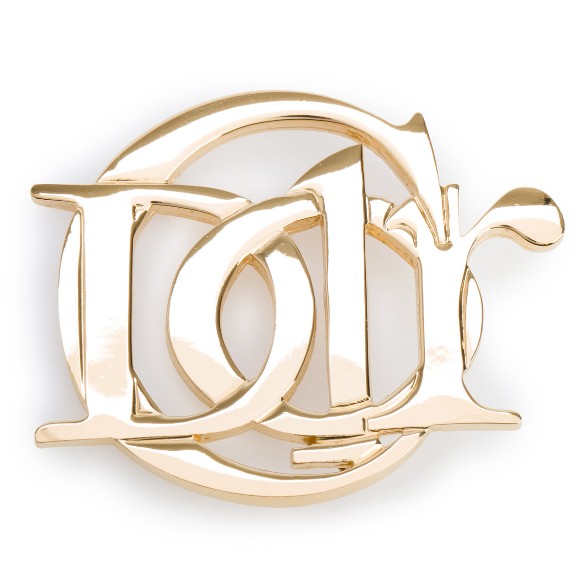 Christian Dior Gold-Plated Parfums Logo Pin Brooch