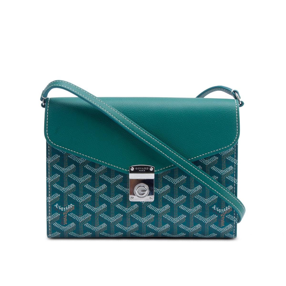Goyard 2024 Green Monogram Canvas & Calfskin Chypre Wallet Pouch w/ Box, Strap, Receipt