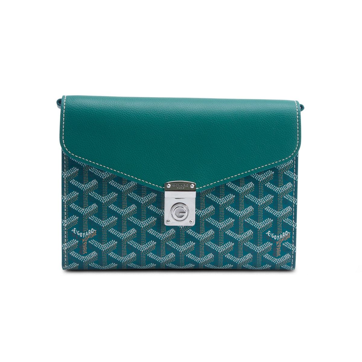 Goyard 2024 Green Monogram Canvas & Calfskin Chypre Wallet Pouch w/ Box, Strap, Receipt