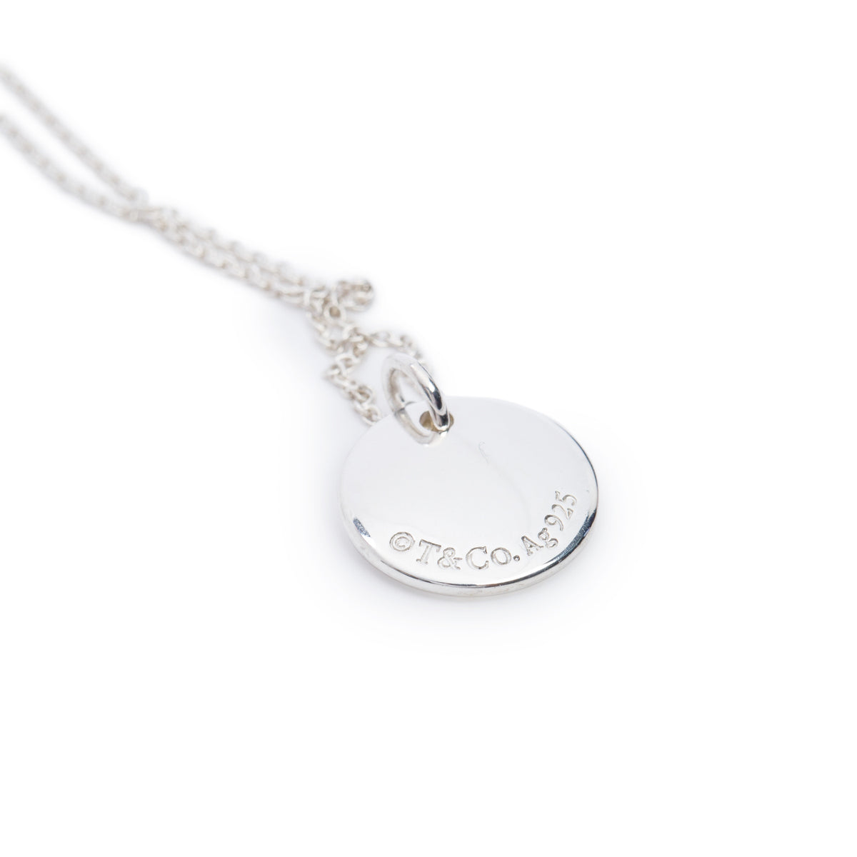 Tiffany & Co. Sterling Silver Notes Alphabet Letter 'A' Small Disc Pendant Necklace