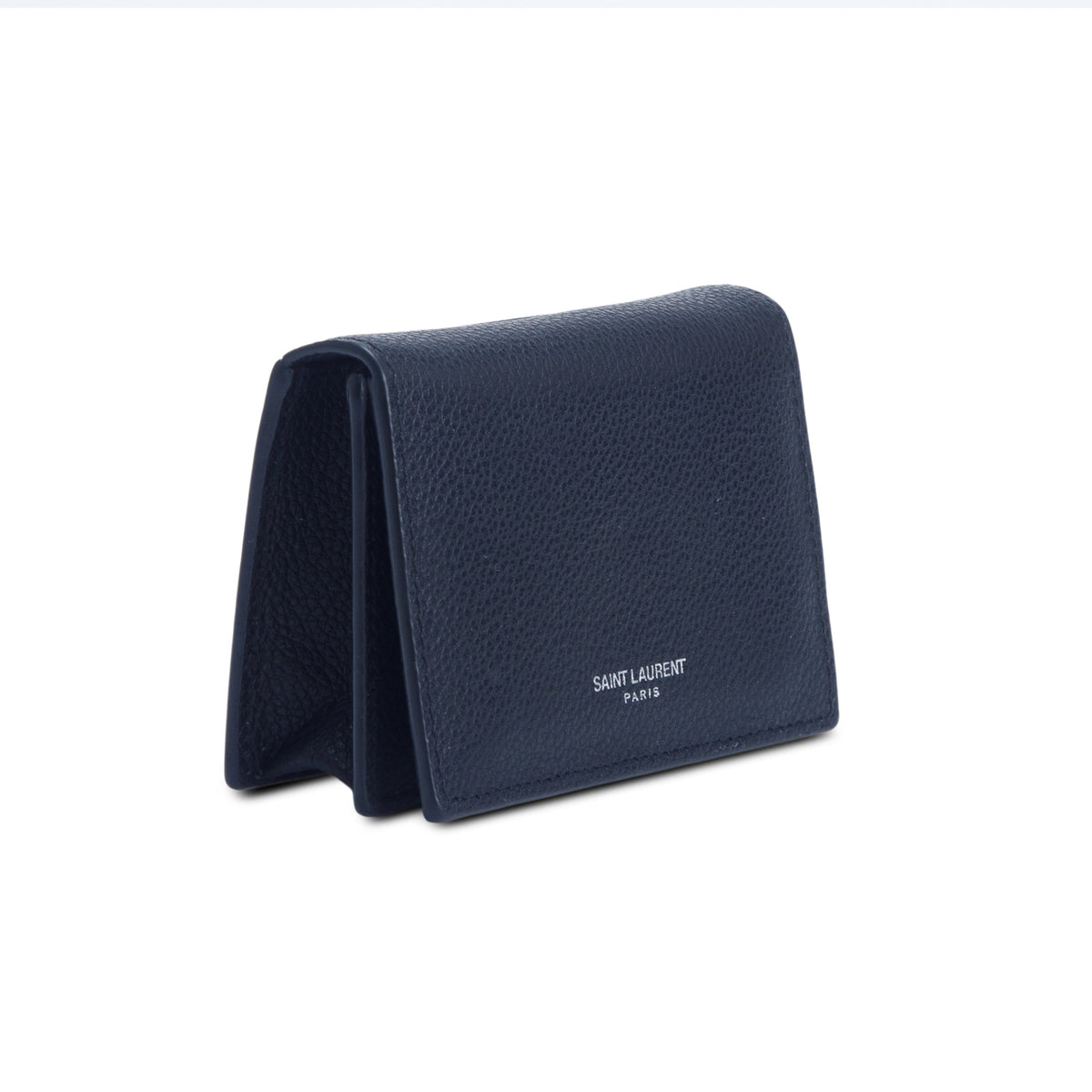 Saint Laurent Black Grain de Poudre Leather Business Card Holder w/ Box