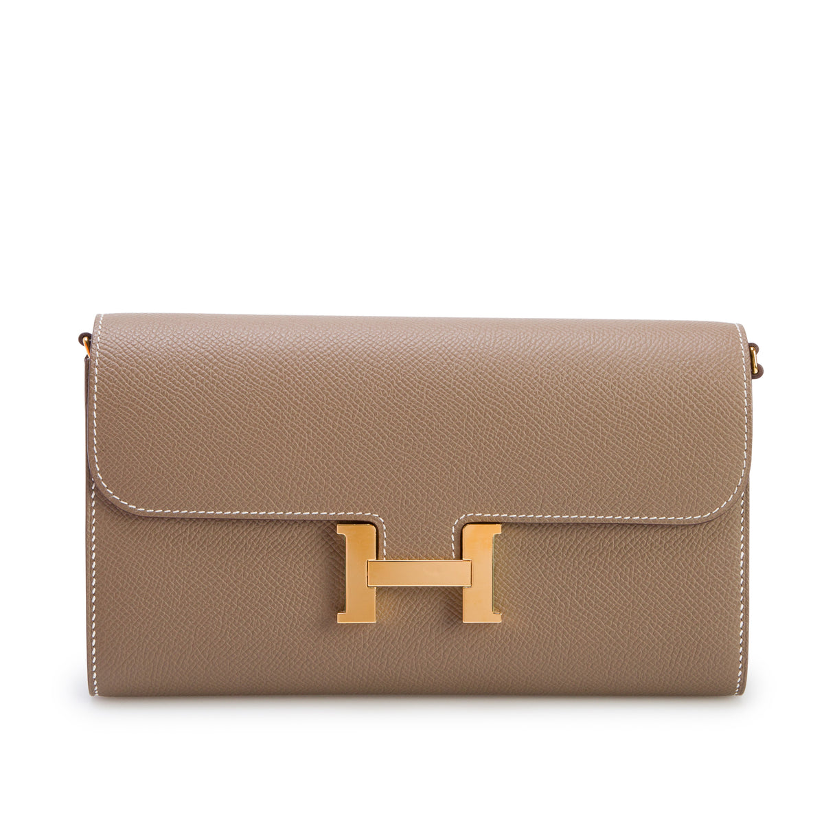 Hermes 2023 Etoupe Epsom Leather Constance To Go Wallet w/ Box & Strap