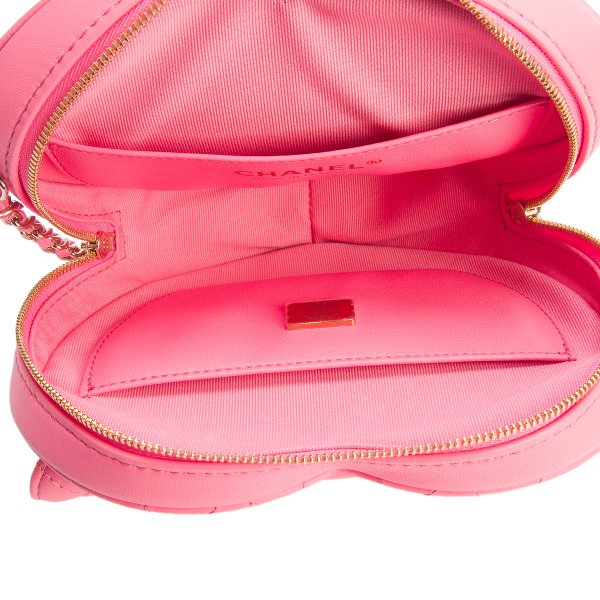 Chanel Pink Quilted Lambskin Leather CC In Love Heart Bag w/ Box