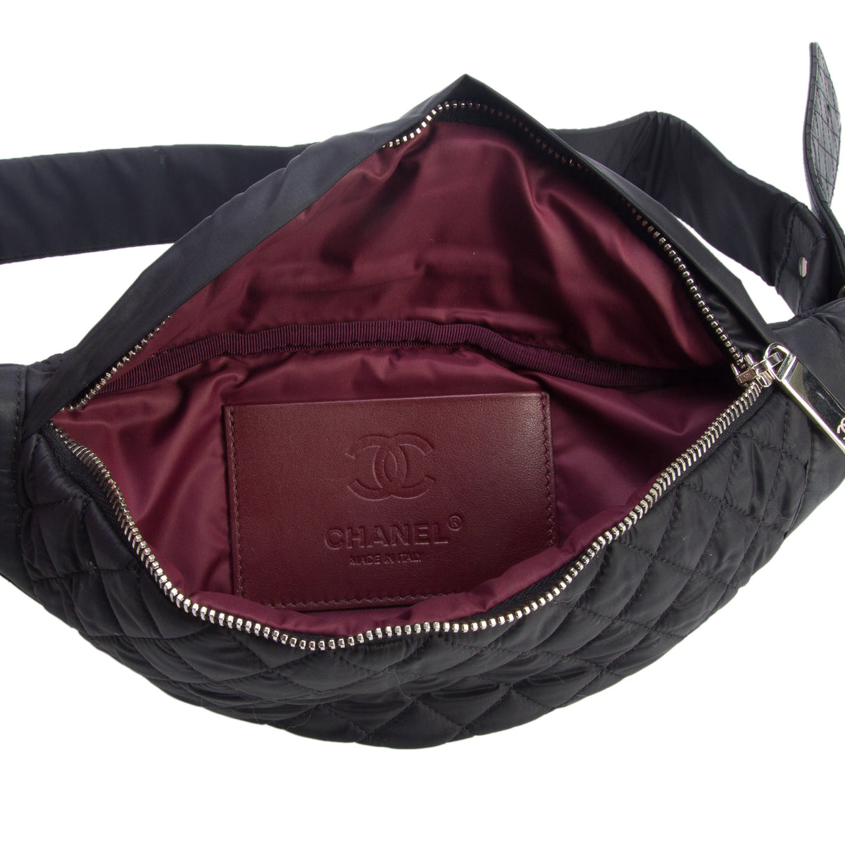 Chanel Black Quilted Nylon Banana Waist Bag w/ Box