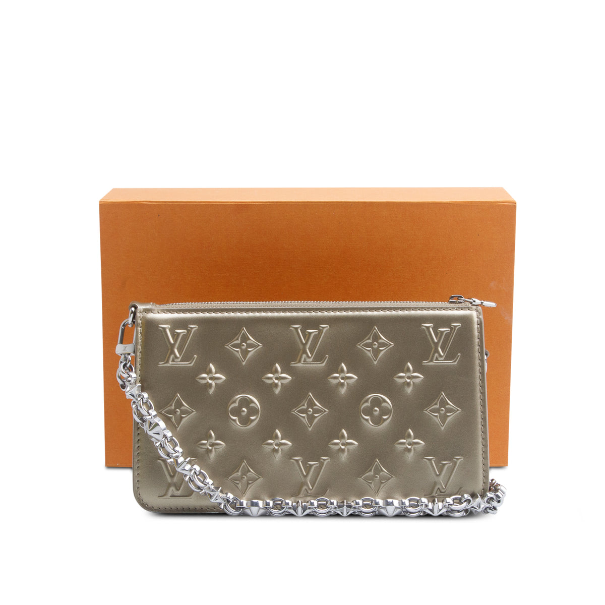 Louis Vuitton Metallic Green Vernis Lexington Pochette w/ Box & Straps