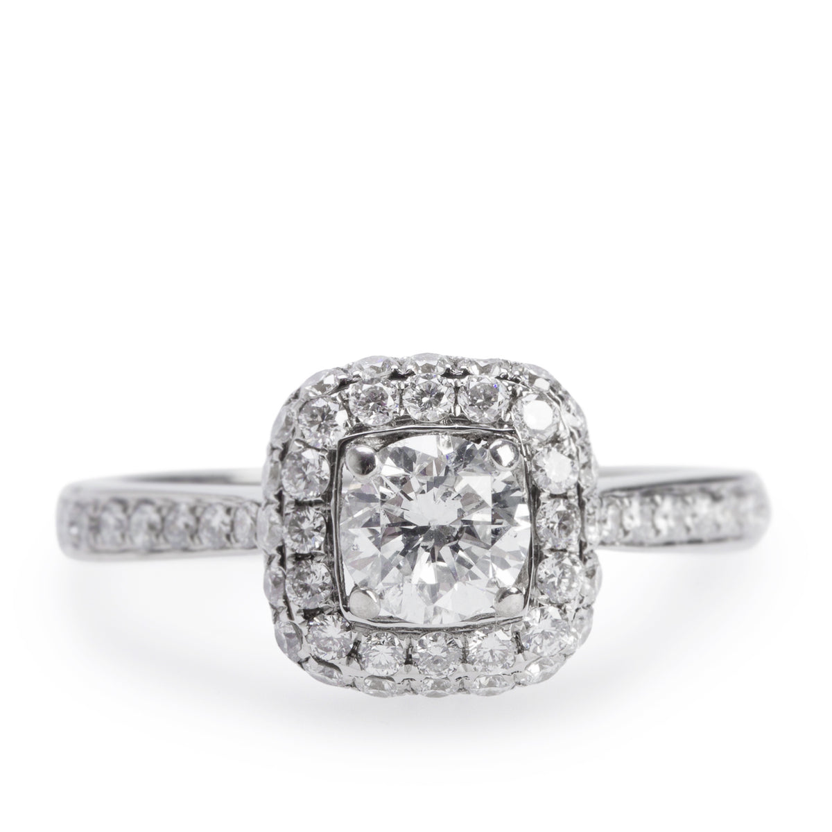 14k White Gold 0.52 ct. Round Cut Diamond Engagement Ring, Size 7