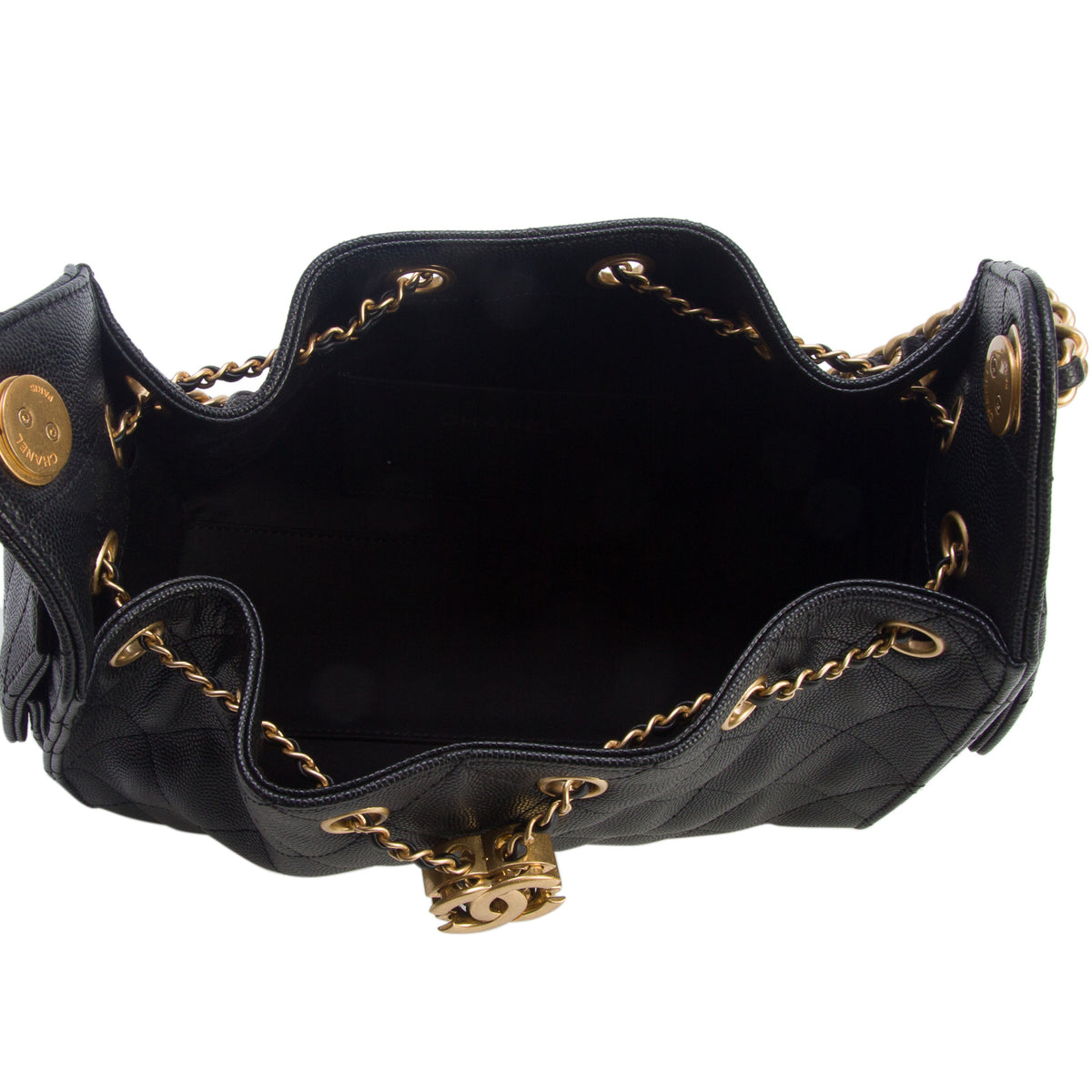 Chanel Black Caviar Quilted Mini Chanel 25 Handbag w/ Box