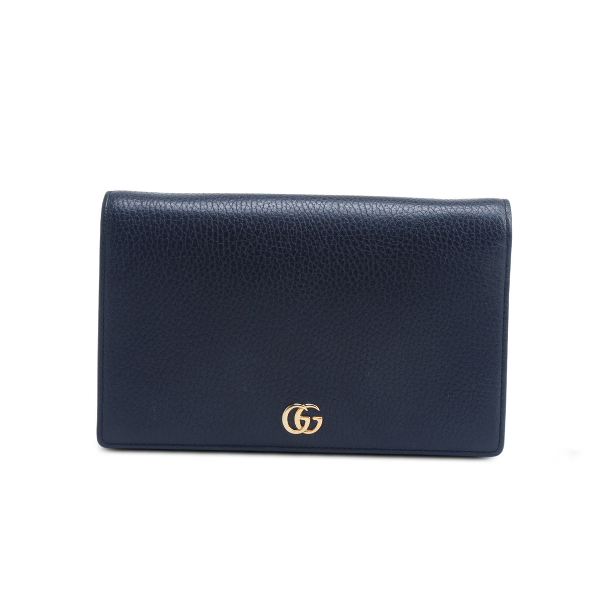 Gucci Black Dollar Calfskin Mini GG Marmont Wallet On Chain