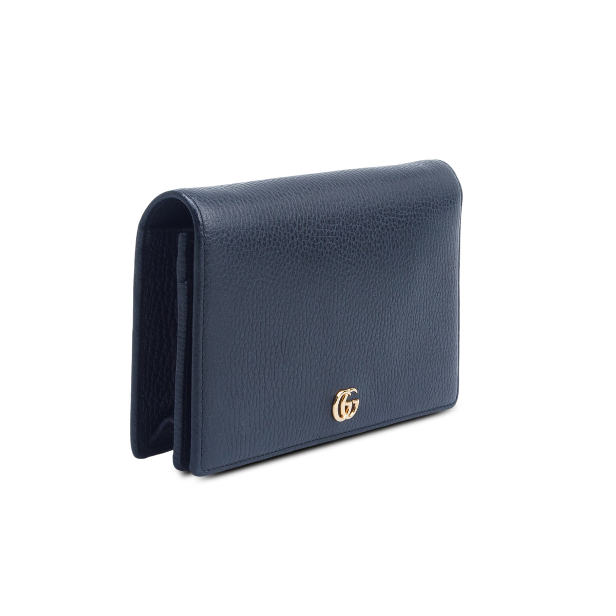 Gucci Black Dollar Calfskin Mini GG Marmont Wallet On Chain