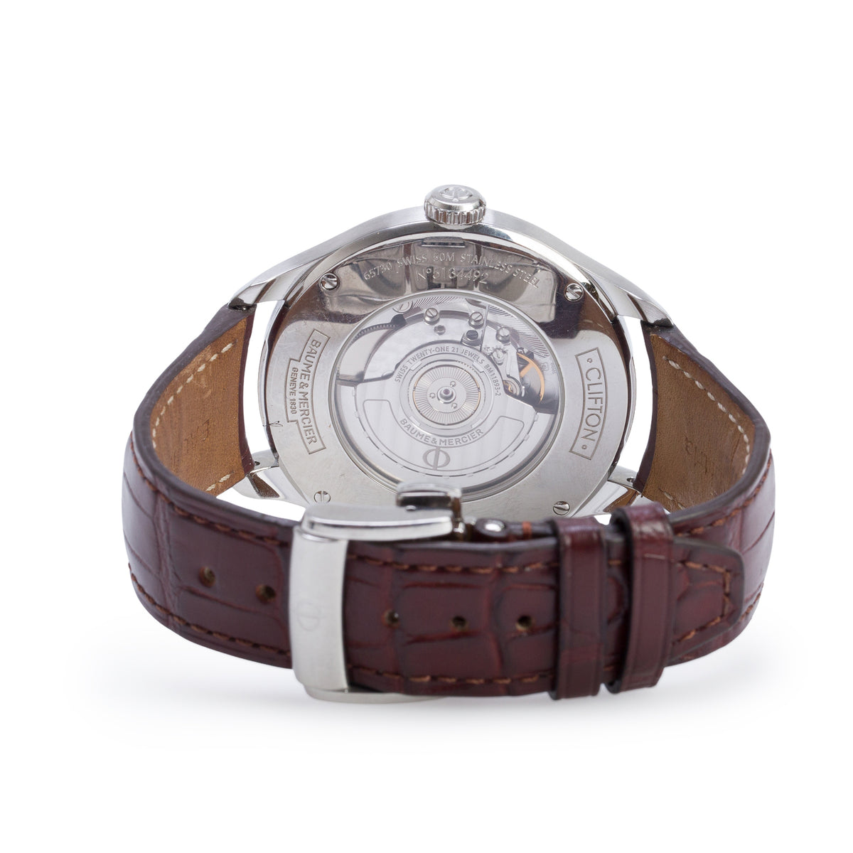 Baume & Mercier Stainless Steel Clifton 43 MM Dual Time Automatic Watch Grey Dial 65730