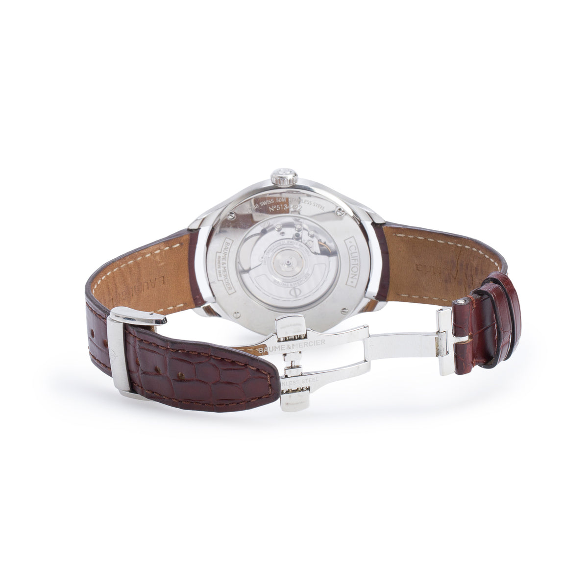 Baume & Mercier Stainless Steel Clifton 43 MM Dual Time Automatic Watch Grey Dial 65730