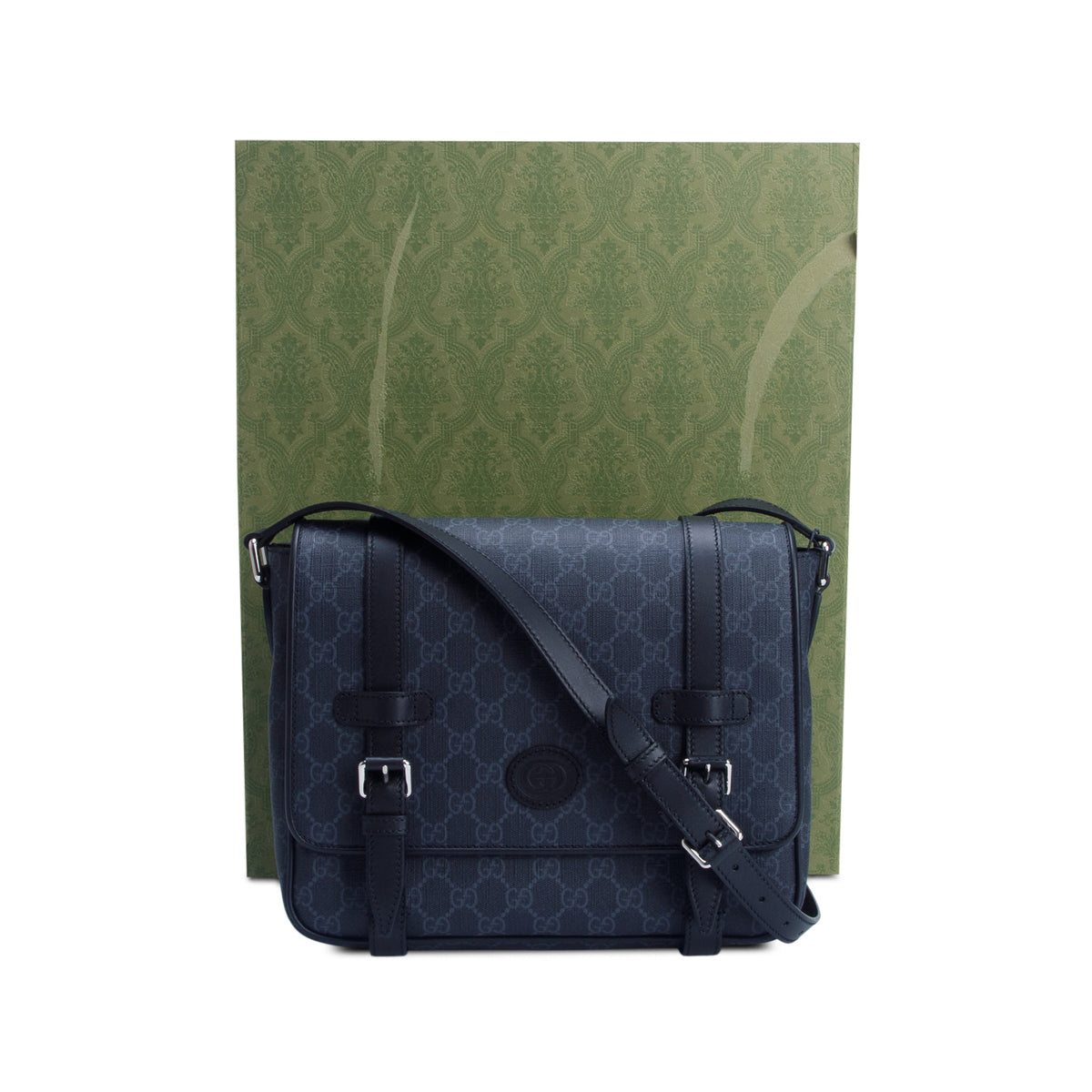 Gucci Black GG Supreme Messenger Bag w/ Box