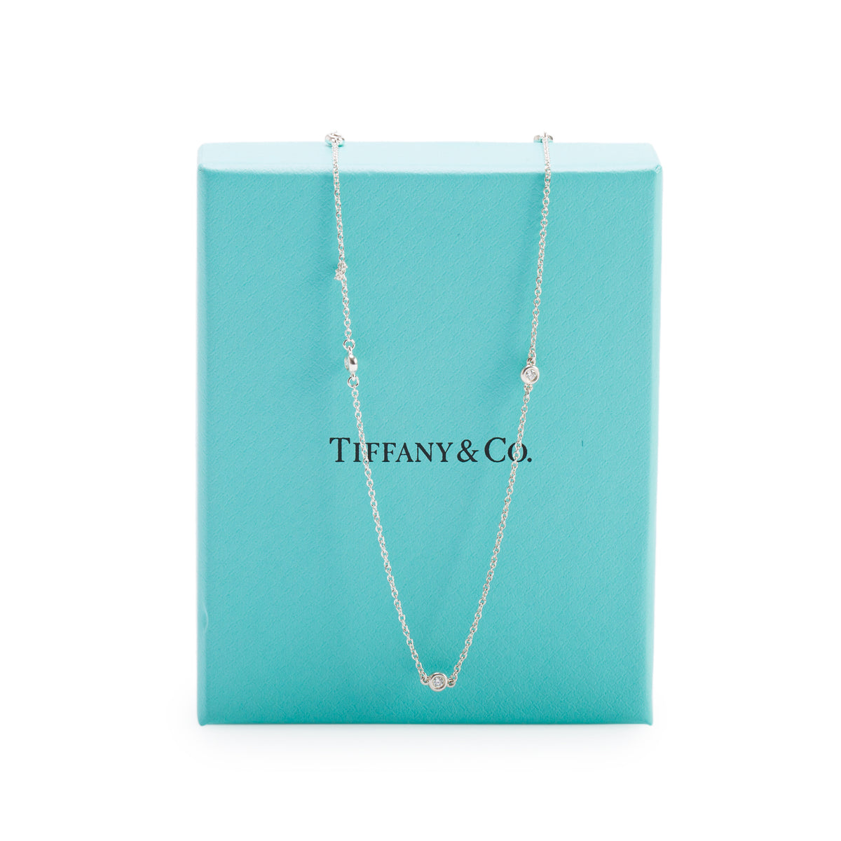 Tiffany & Co. Elsa Peretti Sterling Silver 0.15 ct. Diamonds by the Yard Necklace w/ Box