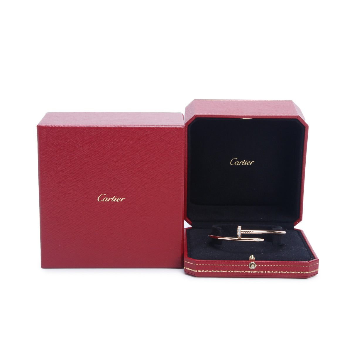 Cartier 18k Rose Gold Juste Un Clou Diamond Bracelet, Classic Model, Size 19 w/ Box