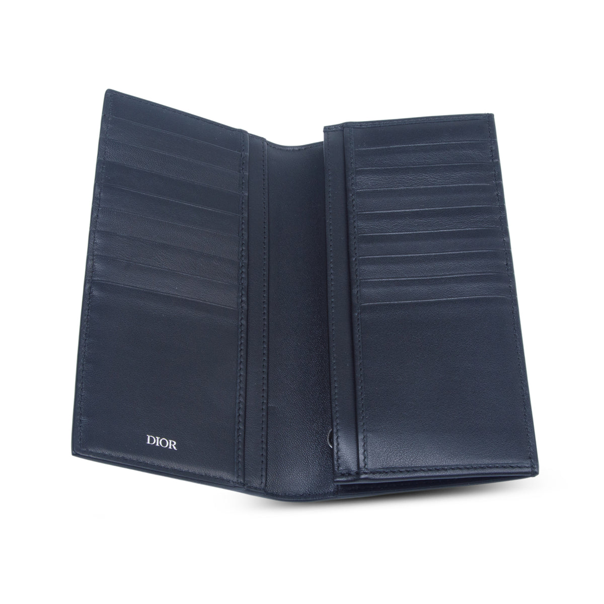 Christian Dior 2023 Black Canvas CD Diamond Long Bifold Wallet