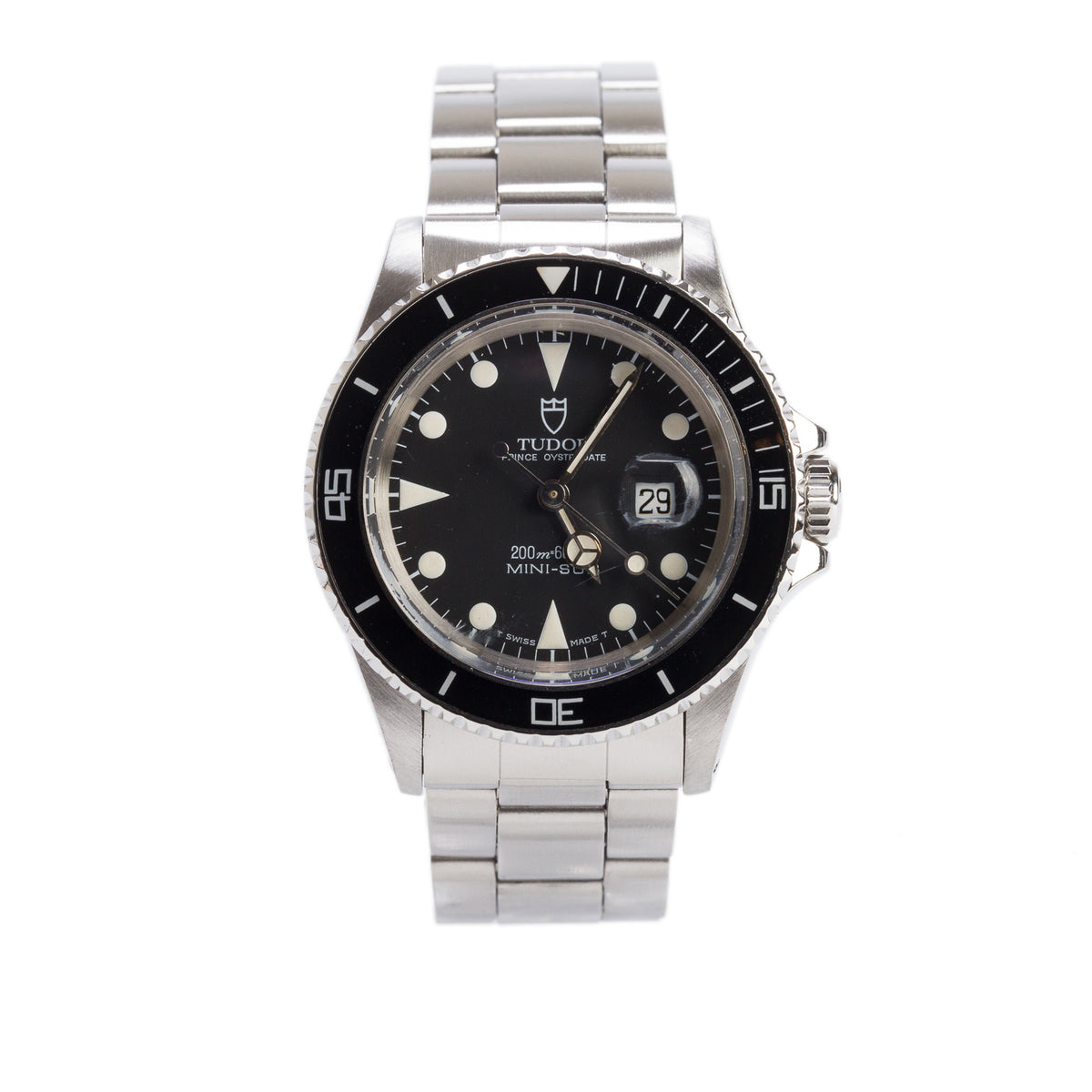 Tudor Stainless Steel Prince Oysterdate Lady-Sub 27 MM Automatic Watch Black Dial 96090 w/ Papers