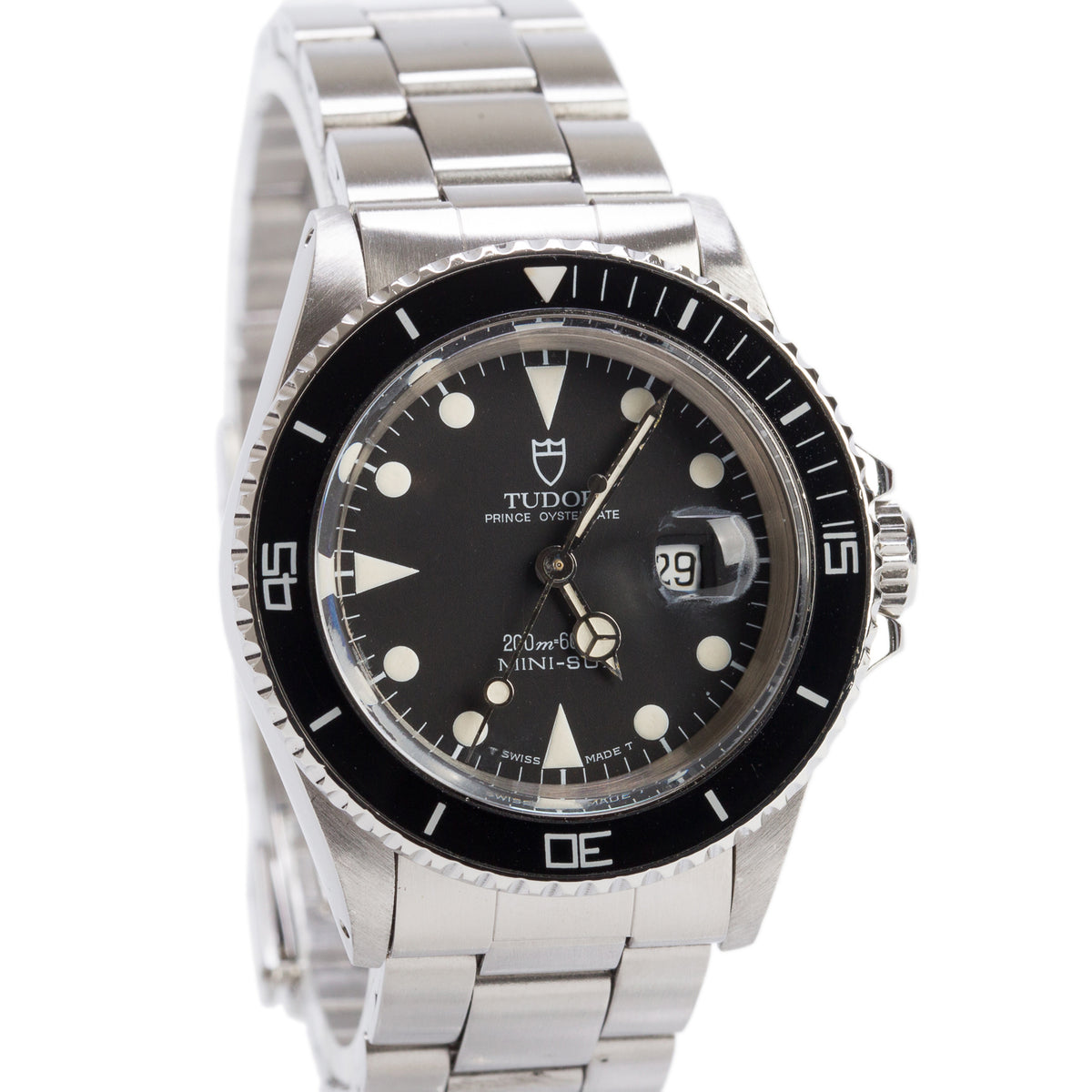 Tudor Stainless Steel Prince Oysterdate Lady-Sub 27 MM Automatic Watch Black Dial 96090 w/ Papers