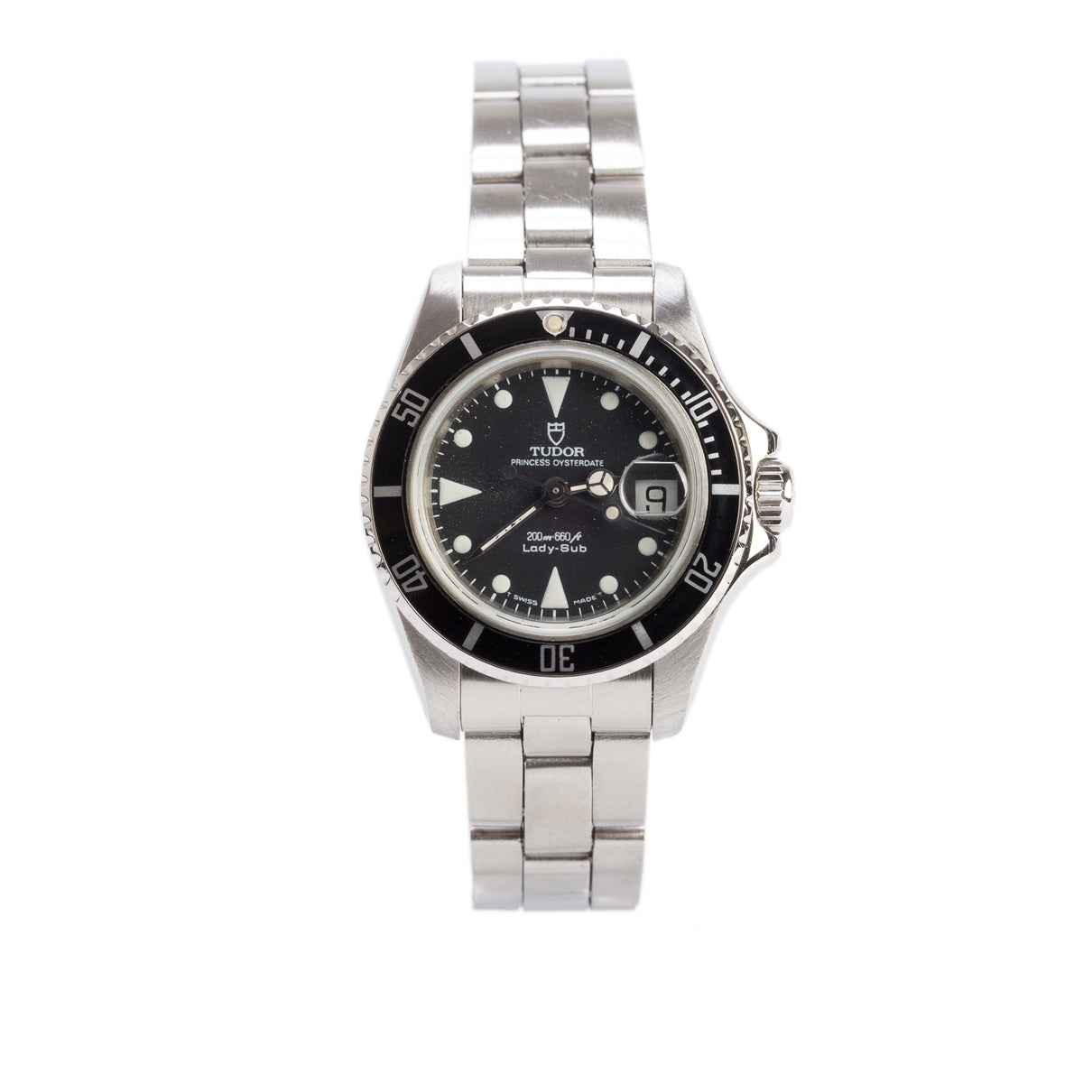 Tudor Stainless Steel Prince Oysterdate Mini-Sub 33 MM Automatic Watch Black Dial 73090 w/ Papers