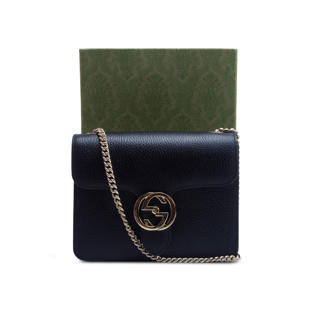 Gucci Black Dollar Calfskin Small Interlocking G Shoulder Bag w/ Box