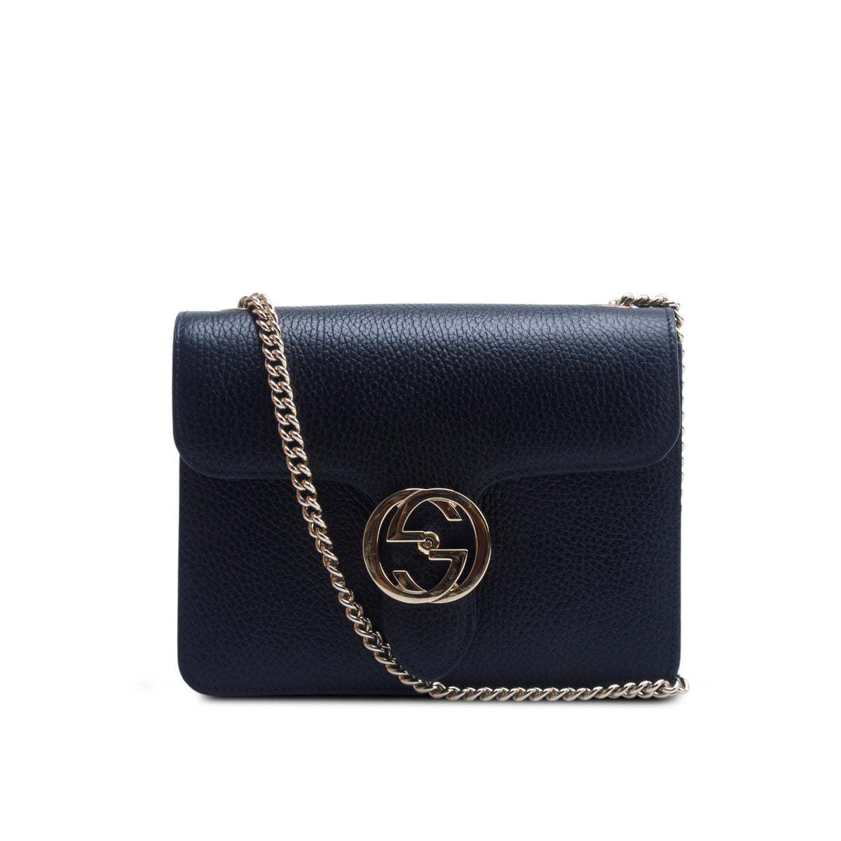Gucci Black Dollar Calfskin Small Interlocking G Shoulder Bag w/ Box