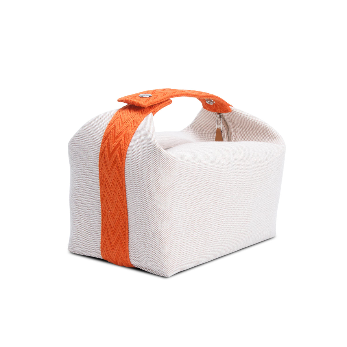 Hermes Natural/Orange Canvas Large Bride-A-Brac Pouch