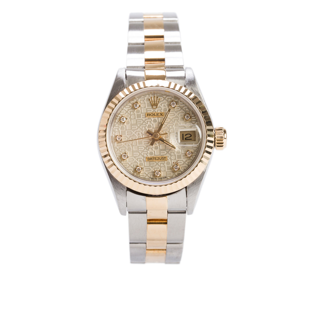 Rolex Stainless Steel & 18k Yellow Gold Datejust 26 MM Watch Diamond Computer Dial 69173