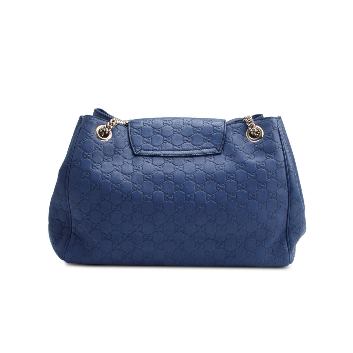 Gucci Blue Signature Leather Large Emily Chain Flap Shoulder Bag