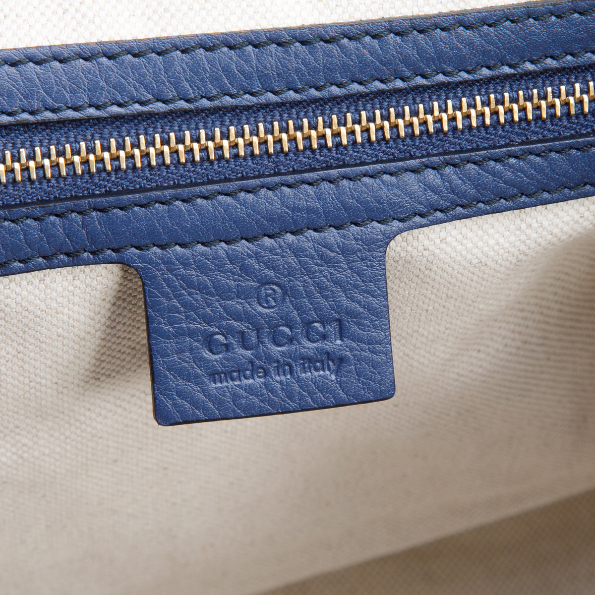 Gucci Blue Signature Leather Large Emily Chain Flap Shoulder Bag