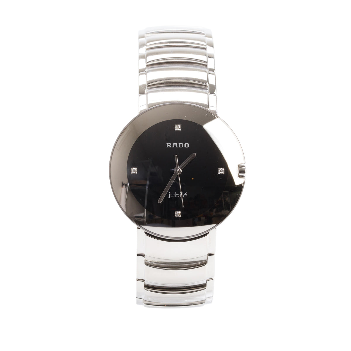 Rado Stainless Steel Diastar Jubile 35 MM Quartz Watch Black Diamond Dial