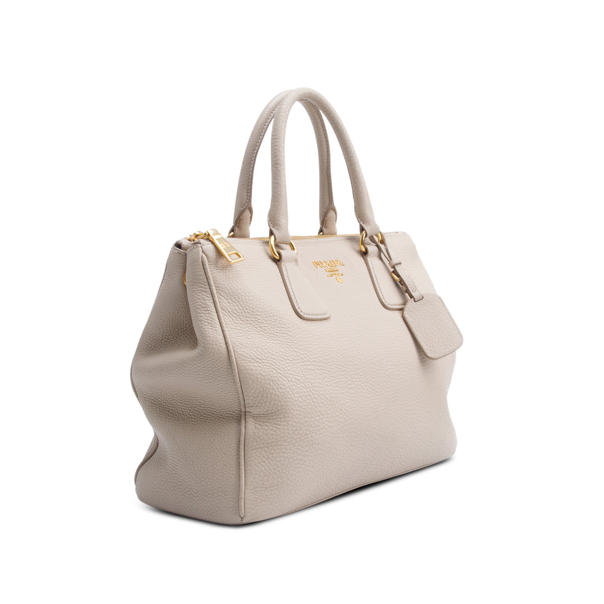 Prada Beige Vitello Daino Large Double Zip Galleria Tote w/ Authenticity Card