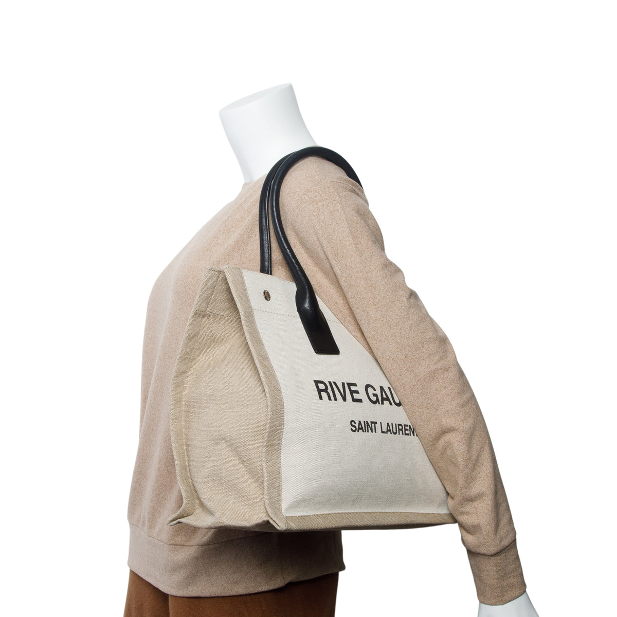 Saint Laurent 2022 Neutral Canvas Small Rive Gauche Tote
