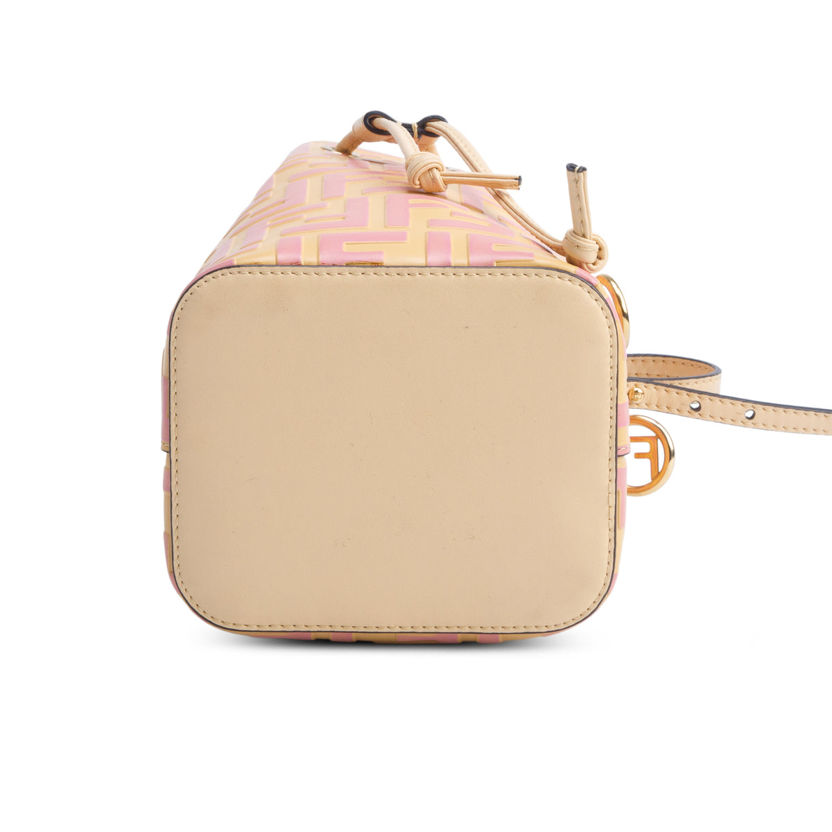 Fendi Pink/Yellow Vitello Liberty F is Fendi Bi-Color FF 1974 Embossed Mini Mon Tresor Bucket Bag w/ Straps