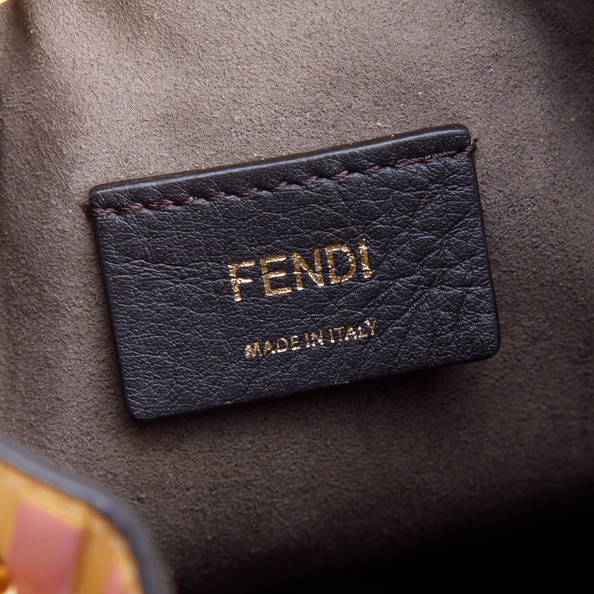 Fendi Pink/Yellow Vitello Liberty F is Fendi Bi-Color FF 1974 Embossed Mini Mon Tresor Bucket Bag w/ Straps