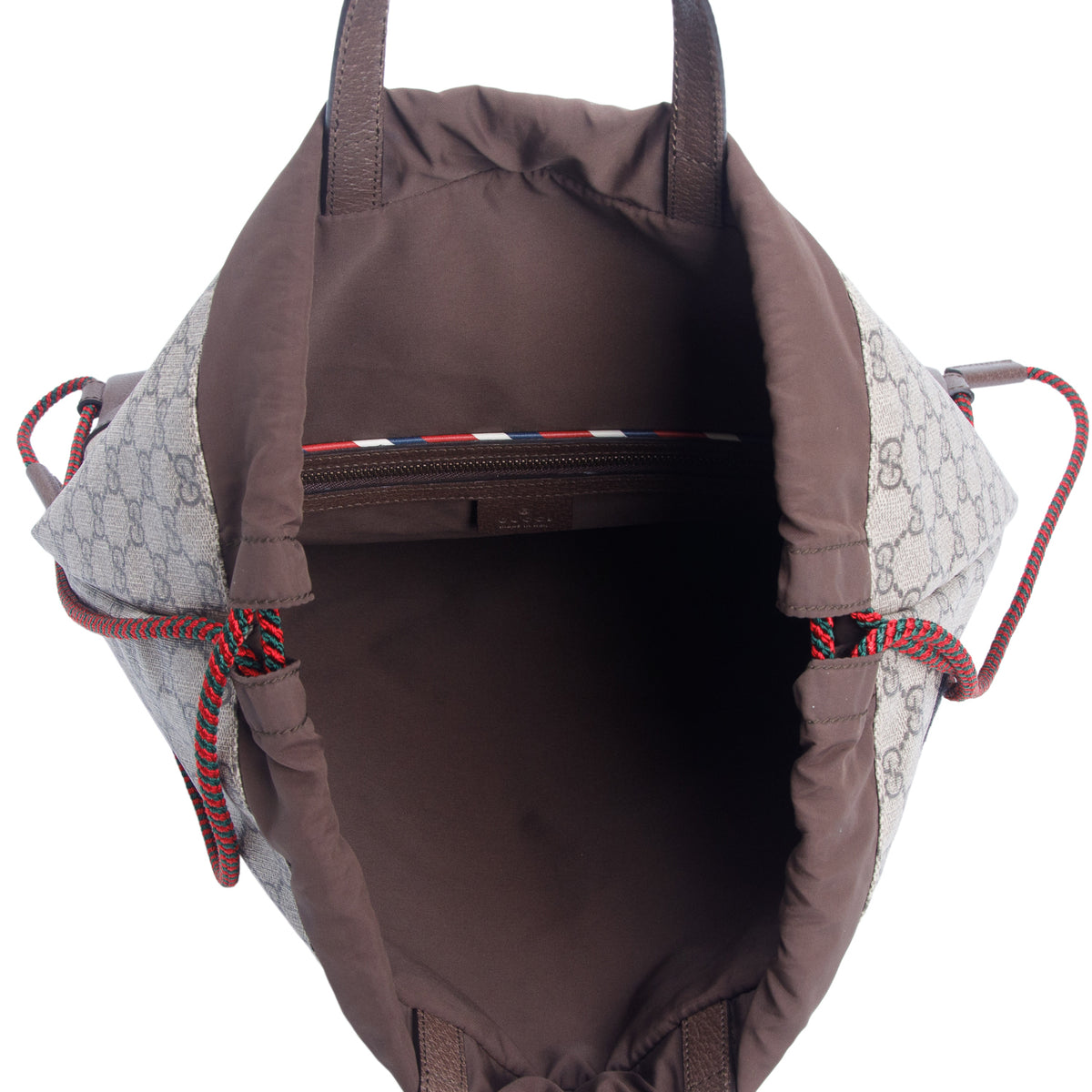 Gucci GG Supreme Embroidered Patch Courier Drawstring Backpack