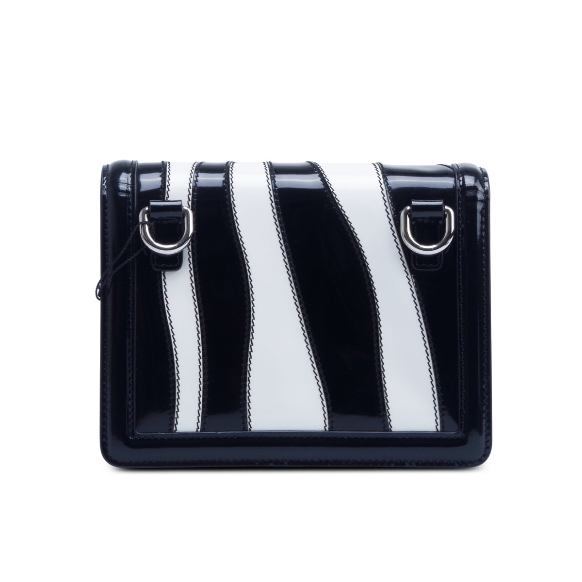 Dolce & Gabbana Black/White Polished Calfskin Zebra 3.5 Crossbody Bag w/ Box, Authenticity Card & Strap