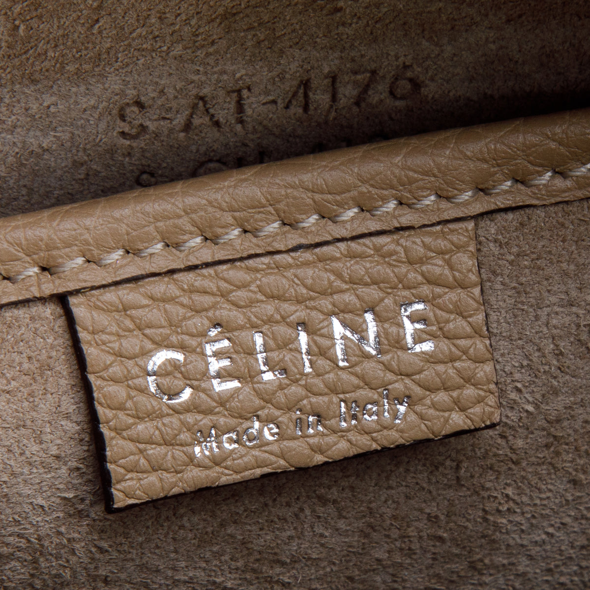 Celine Beige Drummed Calfskin Nano Luggage Tote w/ Strap