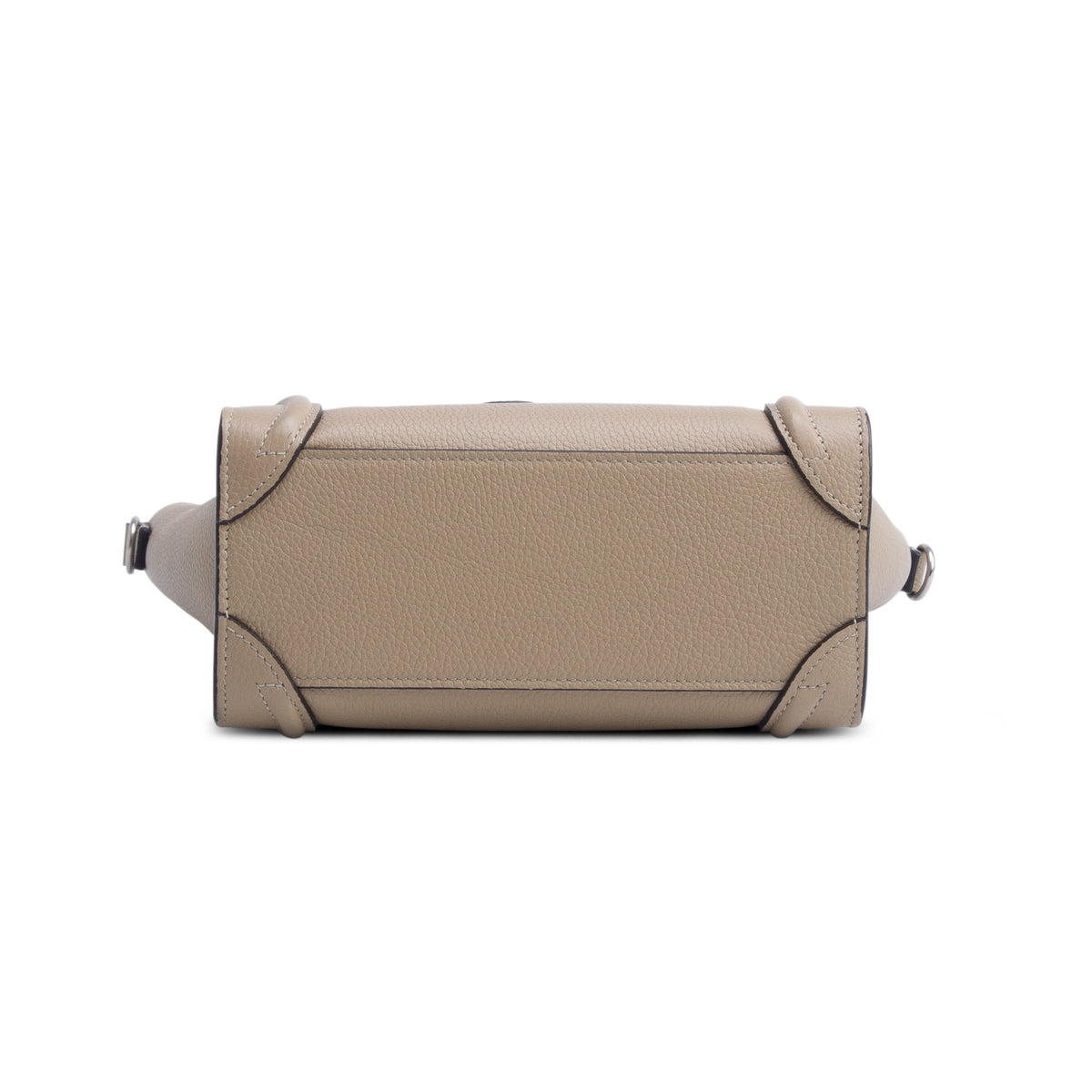 Celine Beige Drummed Calfskin Nano Luggage Tote w/ Strap