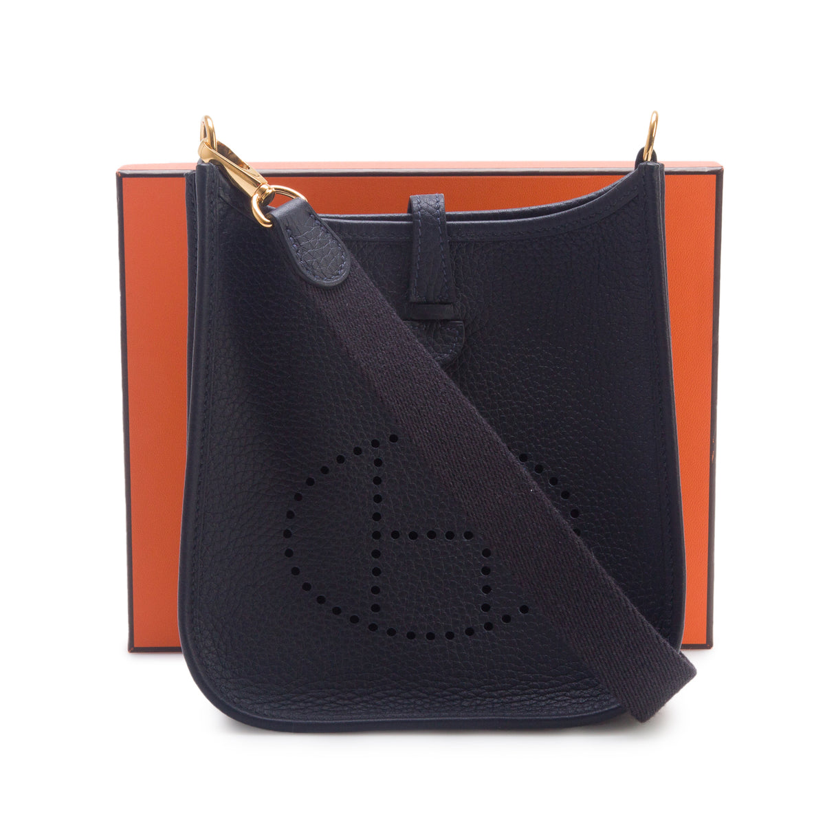 Hermes 2023 Bleu Nuit Taurillon Clemence Amazone Evelyne TPM 16 w/ Box