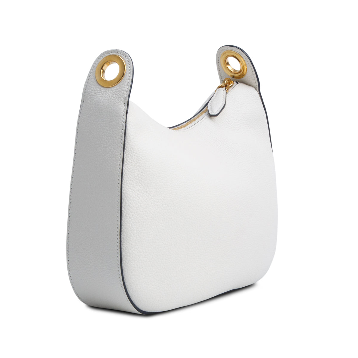 Prada White Vitello Daino Zippered Messenger Hobo