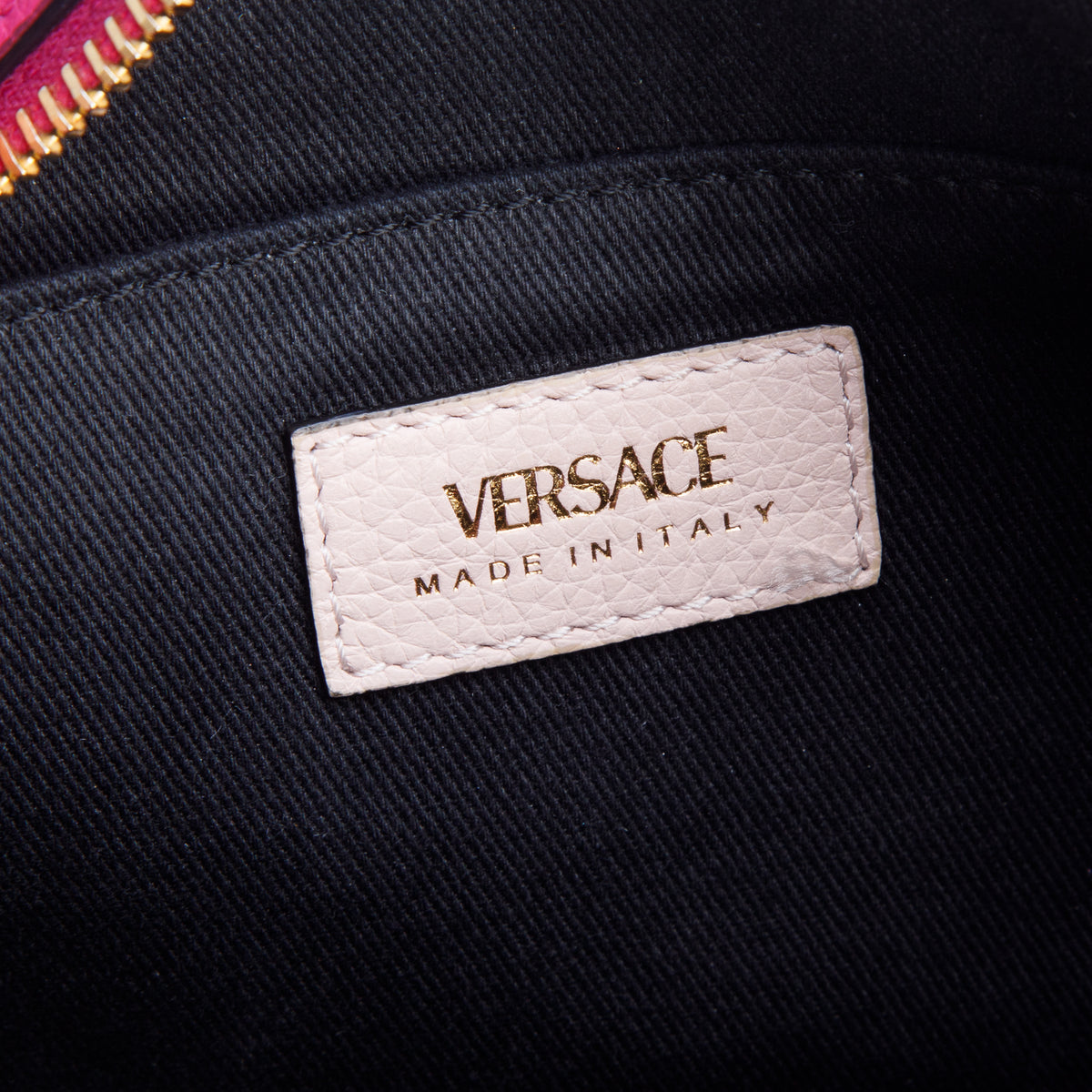 Versace Pink Grainy Calfskin Virtus Small Camera Bag