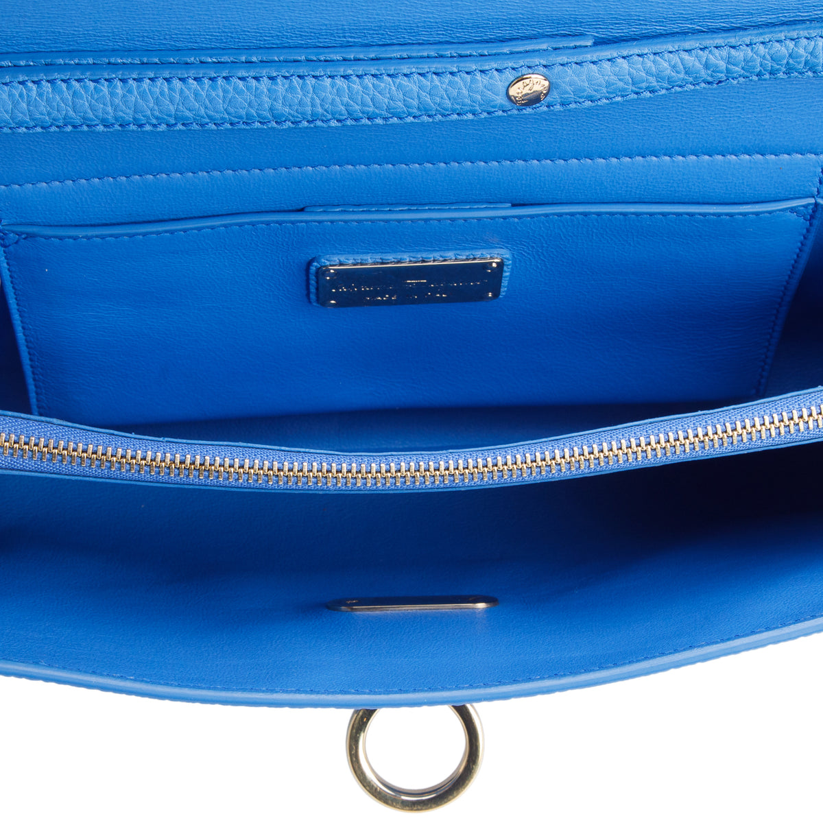 Ferragamo Blue Grained Calfskin Ably Crossbody Bag