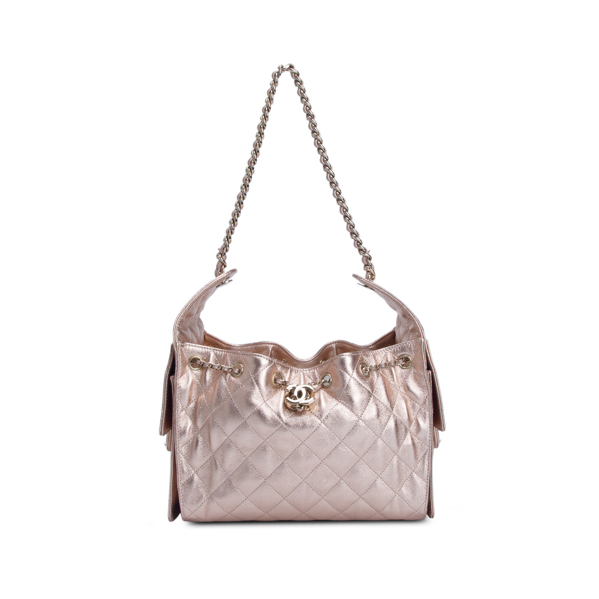 Chanel Pink Metallic Caviar Quilted Small Chanel 25 Handbag