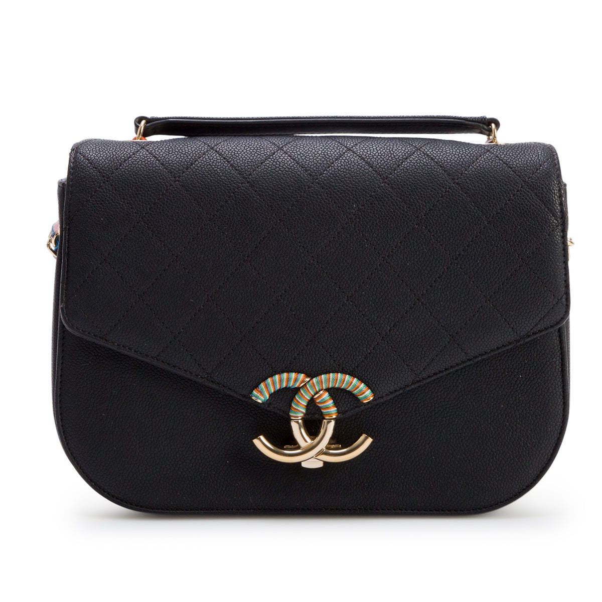 Chanel Black Caviar Quilted Leather Paris-Cuba Thread Around Flap Bag w/ Box & Authenticity Card